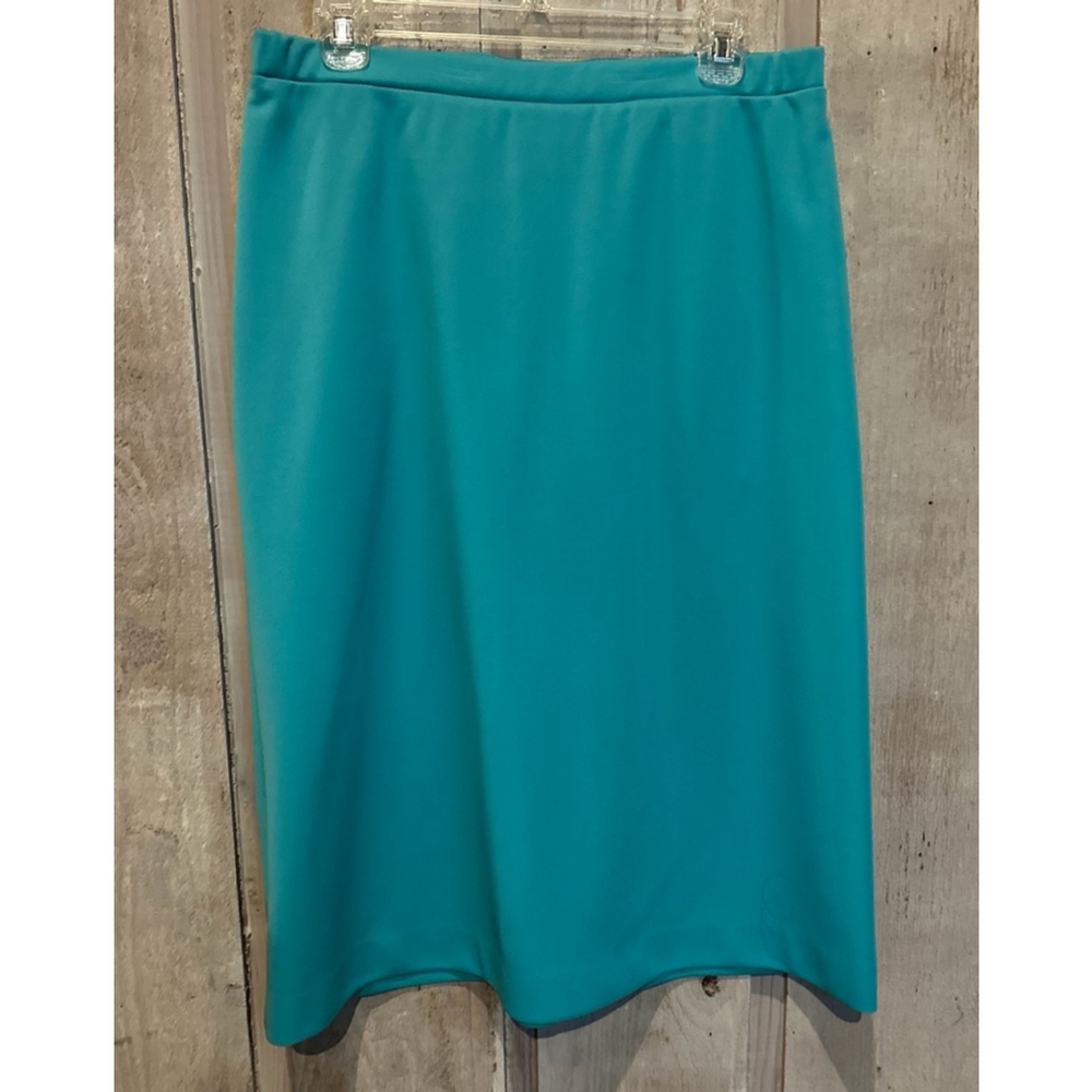 Vintage 70's Devon Teal Retro Pencil Wiggle Over the knee skirt